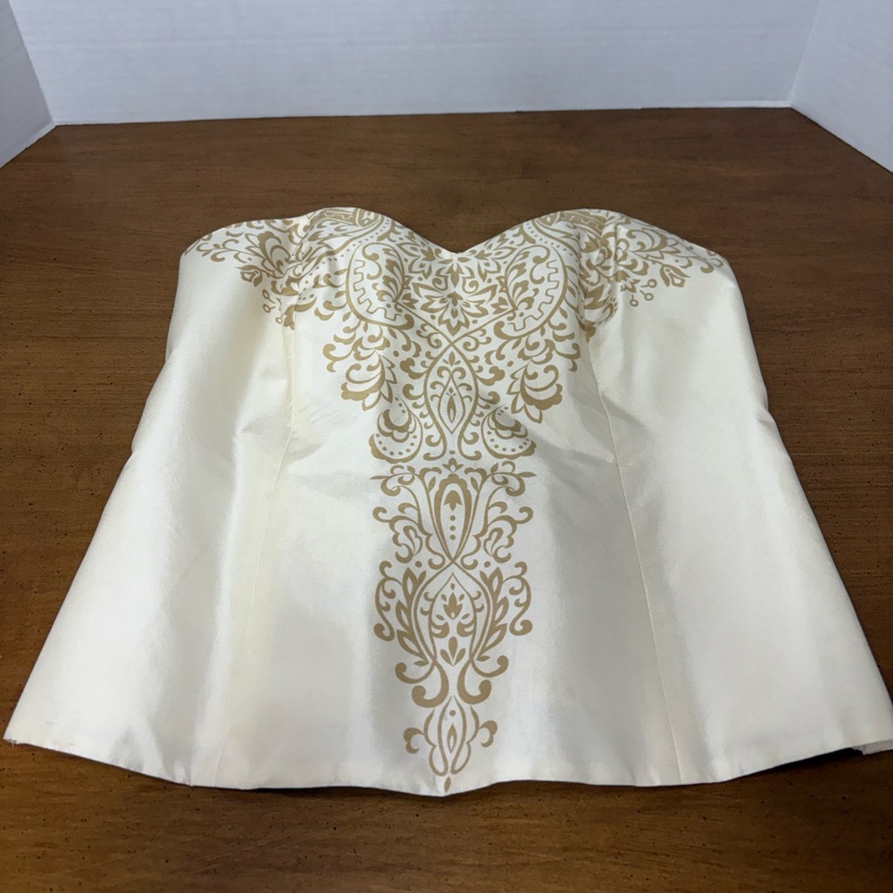 Talbots Cream and Gold Silk Doupioni Top